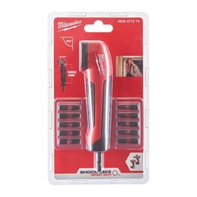 Kampinis priedas smūginiams suktuvams 90° 1/4" MILWAUKEE SHOCKWAVE 2 Kampinis priedas smūginiams suktuvams 90° 1/4" MILWAUKEE SHOCKWAVE 2