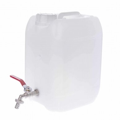 Kanistras plastikinis baltas su kraneliu 20L Kanistras plastikinis baltas su kraneliu 20L
