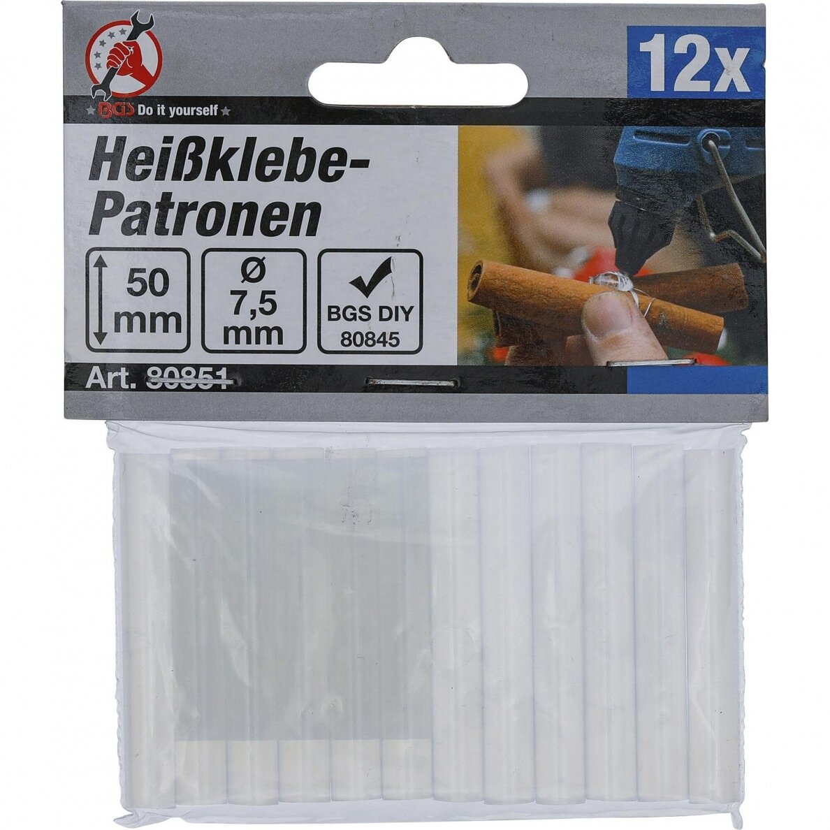 Karštų klijų lazdelės 7.5x50mm 12vnt. 80851 1 Karštų klijų lazdelės 7.5x50mm 12vnt. 80851 1