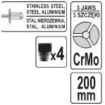 Kniediklis plieninėms ir nerūdijančio plieno kniedėms L-200mm 2.4-4.8mm 1 Kniediklis plieninėms ir nerūdijančio plieno kniedėms L-200mm 2.4-4.8mm 1