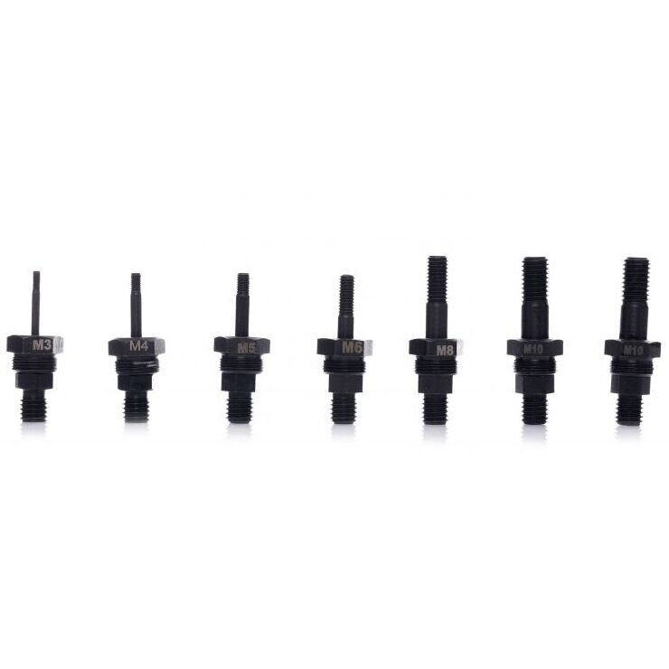 Kniediklis–adapteris suktukui srieginėms kniedėms M3-M10 9vnt. KD10554 3 Kniediklis–adapteris suktukui srieginėms kniedėms M3-M10 9vnt. KD10554 3