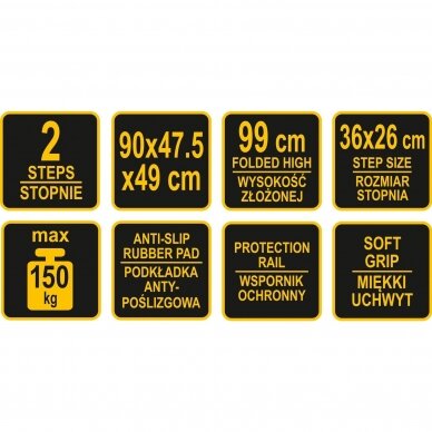 Kopėčios sudedamos 2 laipteliai 150kg 6 Kopėčios sudedamos 2 laipteliai 150kg 6