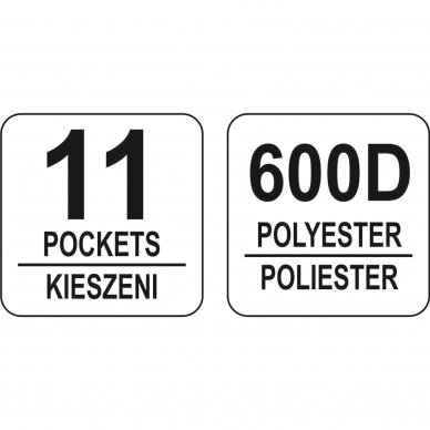 Krepšys įrankiams karkasinis su rankena 22", 11 kišenių YT-74373 2