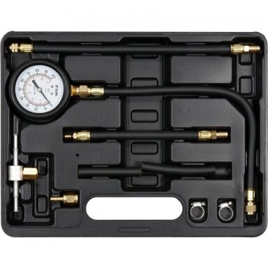 Kuro slėgio / spaudimo matuoklis su adapteriais 9vnt. Kuro slėgio / spaudimo matuoklis su adapteriais 9vnt.
