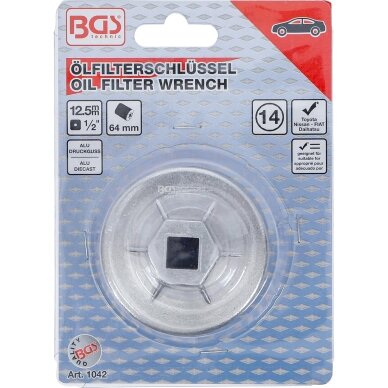 Galvutė tepalo filtrui 1/2" 64mm 14 kampų Daihatsu, Fiat, Nissan, Toyota 1042 3 Galvutė tepalo filtrui 1/2" 64mm 14 kampų Daihatsu, Fiat, Nissan, Toyota 1042 3