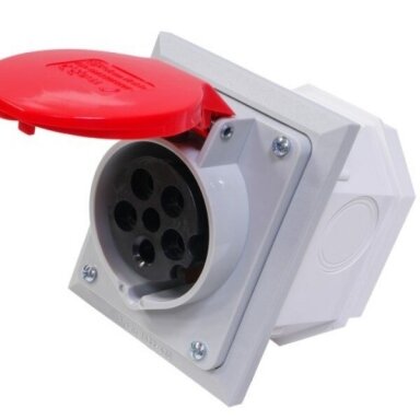 Lizdas stacionarus įleidžiamas su dėžute 5P 16A IP44 Lizdas stacionarus įleidžiamas su dėžute 5P 16A IP44