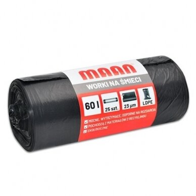 Maišai šiukšlėms 60l (25vnt.) juodi Maišai šiukšlėms 60l (25vnt.) juodi