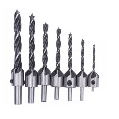 Medienos grąžtai su įgilinimu (3–10mm) 7vnt. S11542 Medienos grąžtai su įgilinimu (3–10mm) 7vnt. S11542