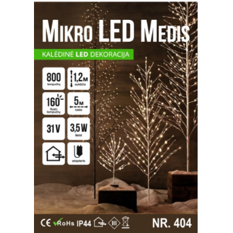 Mikro LED medis 800led 120cm Šiltai baltas 2