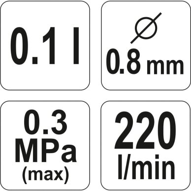 Mini dažymo pistoletas metalinis HVLP 0.8mm 3 Mini dažymo pistoletas metalinis HVLP 0.8mm 3