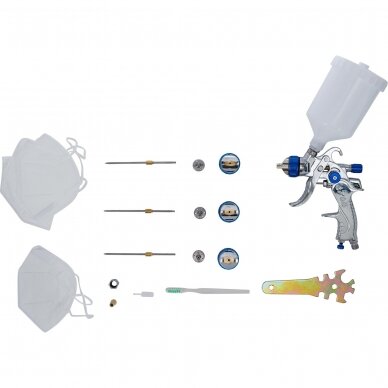 Mini dažymo pistoletas metalinis HVLP 1.4, 1.7, 2mm 1 Mini dažymo pistoletas metalinis HVLP 1.4, 1.7, 2mm 1