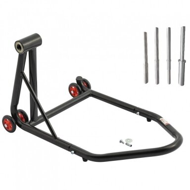 Motociklo stovas galiniam ratui vienpusis 340kg + adapteriai Motociklo stovas galiniam ratui vienpusis 340kg + adapteriai