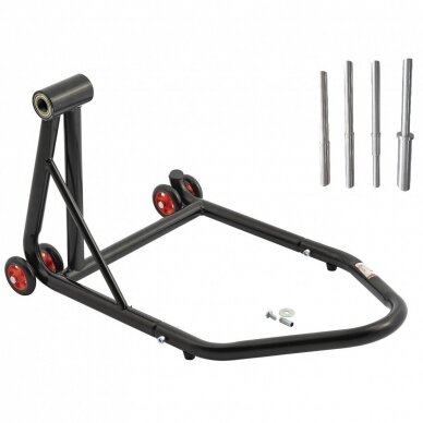 Motociklo stovas galiniam ratui vienpusis 340kg + adapteriai Motociklo stovas galiniam ratui vienpusis 340kg + adapteriai