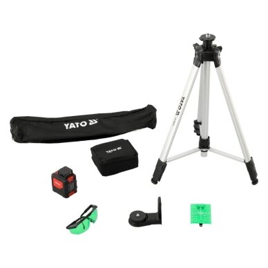 Nivelyras žaliu spinduliu 5 linijos 360° su priedais YT-30440 9