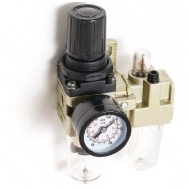 Oro srauto reguliatorius su filtru ir tepaline reguliuojama 1/4" Oro srauto reguliatorius su filtru ir tepaline reguliuojama 1/4"