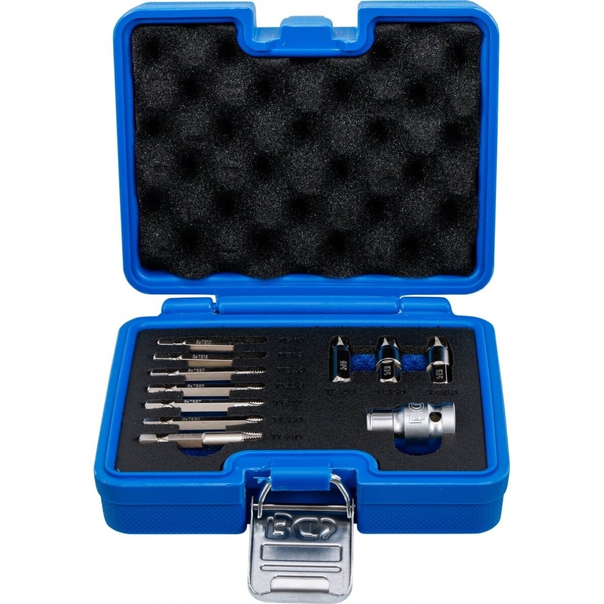 Pažeistų Torx varžtų ištraukiklių rinkinys T10–T55 11vnt. 74785 Pažeistų Torx varžtų ištraukiklių rinkinys T10–T55 11vnt. 74785