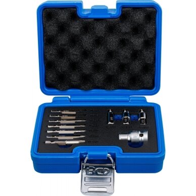 Pažeistų Torx varžtų ištraukiklių rinkinys T10–T55 11vnt. 74785 Pažeistų Torx varžtų ištraukiklių rinkinys T10–T55 11vnt. 74785