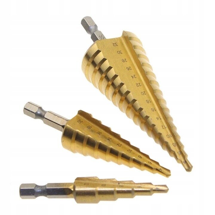 Pakopinių grąžtų rinkinys HEX 3vnt. 4-32mm