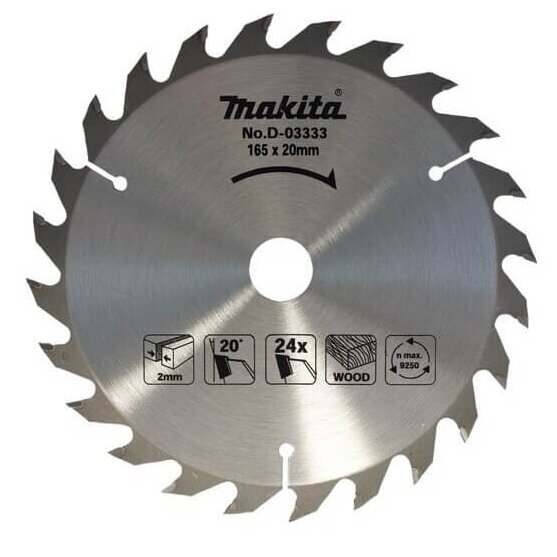 Pjūklas medžiui 165x20x2.0mm 24T 20° Pjūklas medžiui 165x20x2.0mm 24T 20°