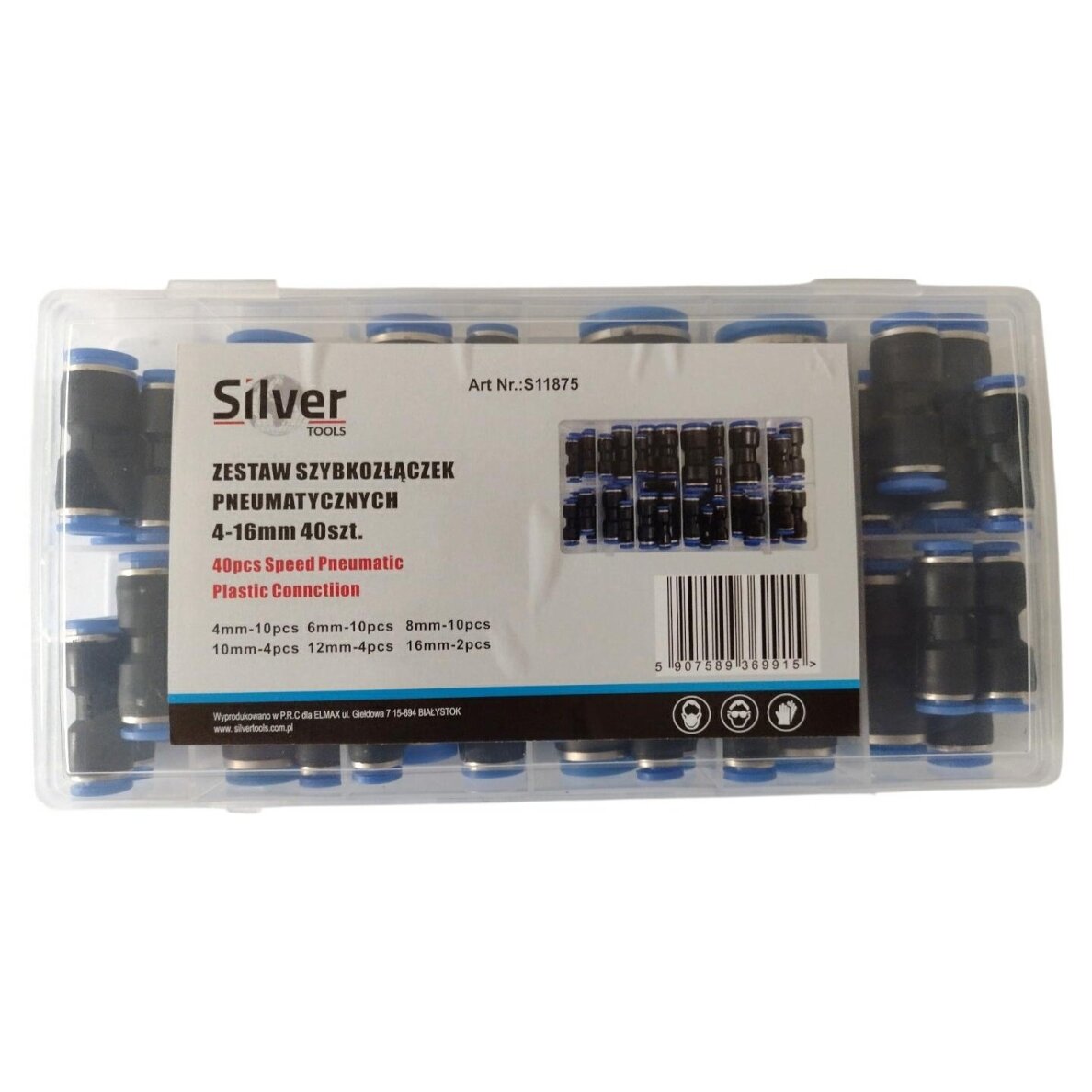 Plastikinių greitų jungčių rinkinys 4-16mm 40vnt. S11875