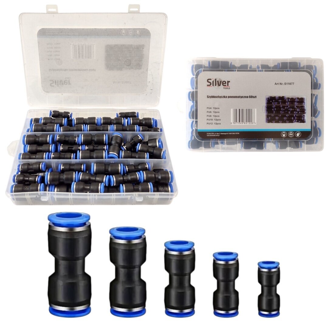 Plastikinių greitų jungčių rinkinys 4-16mm 60vnt. S11877