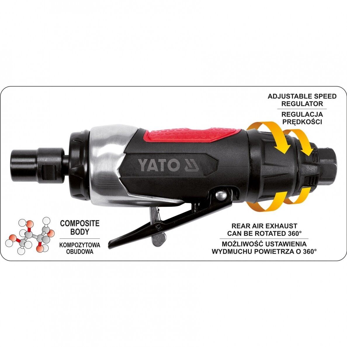Pneumatinis šlifuoklis tiesinis 1/4"YATO (YT-09632) 1