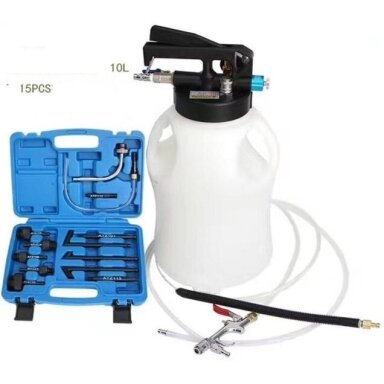 Pneumatinis tepalo užpylimo ir išsiurbimo įrenginys su ATF adapteriais 8l 15vnt. Pneumatinis tepalo užpylimo ir išsiurbimo įrenginys su ATF adapteriais 8l 15vnt.