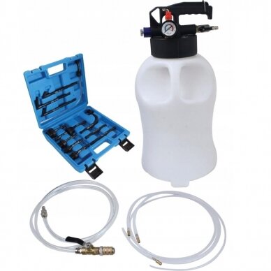 Pneumatinis tepalo užpylimo ir išsiurbimo įrenginys su ATF adapteriais 10l 15vnt. Pneumatinis tepalo užpylimo ir išsiurbimo įrenginys su ATF adapteriais 10l 15vnt.