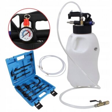 Pneumatinis tepalo užpylimo ir išsiurbimo įrenginys su ATF adapteriais 10l 15vnt. 1 Pneumatinis tepalo užpylimo ir išsiurbimo įrenginys su ATF adapteriais 10l 15vnt. 1