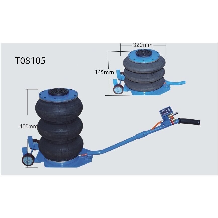 Pneumatinis domkratas su ratukais 5T 145-450mm T08105 4 Pneumatinis domkratas su ratukais 5T 145-450mm T08105 4