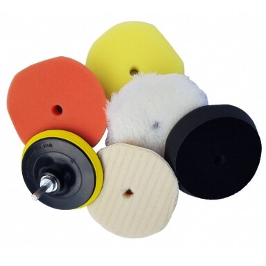 Poliravimo padų rinkinys 115mm 7vnt. Poliravimo padų rinkinys 115mm 7vnt.