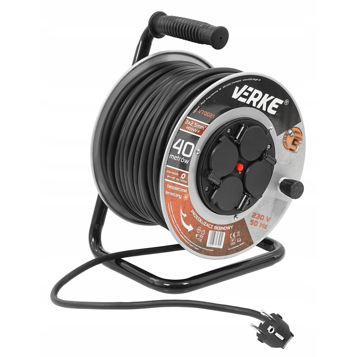 Prailgintuvas su rite 40m 4 rozetės 3x2.5mm2 2