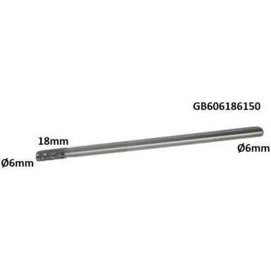 Prailginta freza kietmetalio B cilindro formos Ø6x18mm Prailginta freza kietmetalio B cilindro formos Ø6x18mm