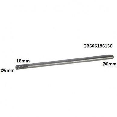 Prailginta freza kietmetalio B cilindro formos Ø6x18mm Prailginta freza kietmetalio B cilindro formos Ø6x18mm
