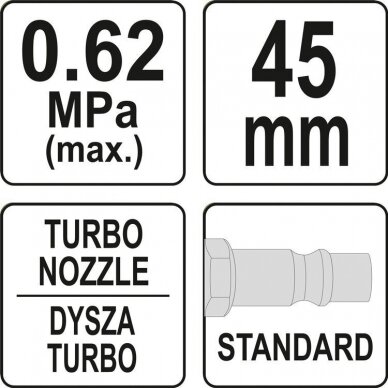 Prapūtimo pistoletas su turbo purkštuvu 1/4" 45mm 2 Prapūtimo pistoletas su turbo purkštuvu 1/4" 45mm 2