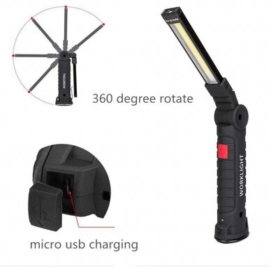 Prožektorius darbo cob-led įkraunamas 3W MINI Prožektorius darbo cob-led įkraunamas 3W MINI