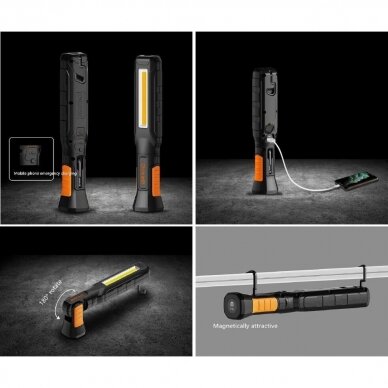 Prožektorius darbo SMD/COB-LED įkraunamas vartomas 7W+2W 1 Prožektorius darbo SMD/COB-LED įkraunamas vartomas 7W+2W 1
