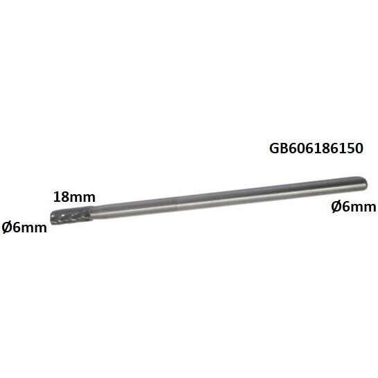 Prailginta freza kietmetalio B cilindro formos Ø6x18mm Prailginta freza kietmetalio B cilindro formos Ø6x18mm