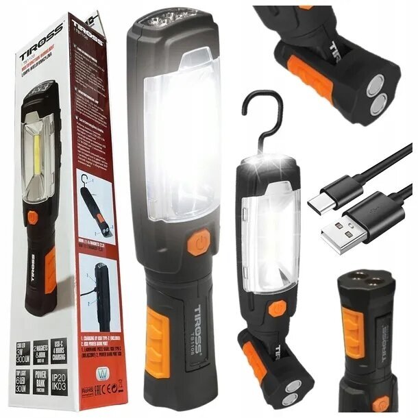 Prožektorius darbo COB-LED įkraunamas vartomas 3W 1