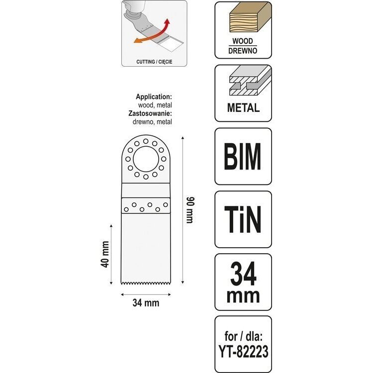 Priedas daugiafunkciniam įrankiui BIM-TIN 90/34mm 3 Priedas daugiafunkciniam įrankiui BIM-TIN 90/34mm 3