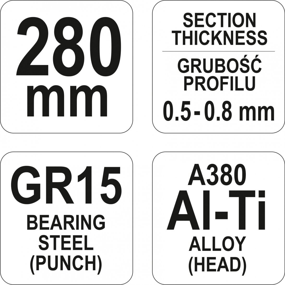 Replės profilių sujungimams-skylėms L-280mm 2 Replės profilių sujungimams-skylėms L-280mm 2