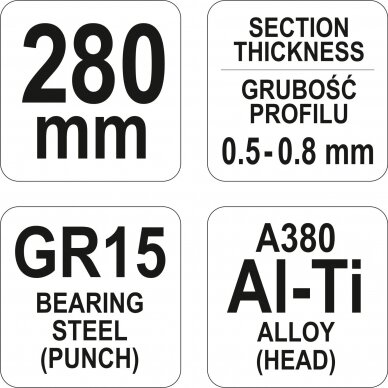 Replės profilių sujungimams-skylėms L-280mm 2 Replės profilių sujungimams-skylėms L-280mm 2