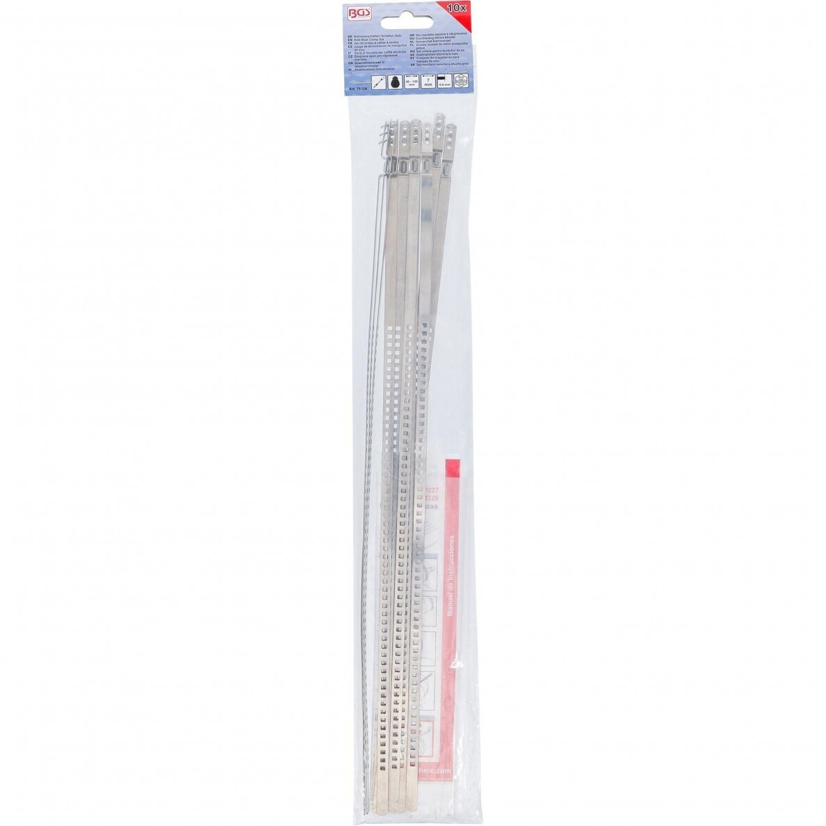 Nerūdijančio plieno sąvaržų rinkinys pusašių gumoms 7mm 50-120mm 10vnt. 70328 2