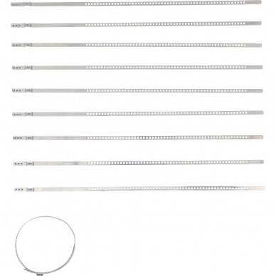 Nerūdijančio plieno sąvaržų rinkinys pusašių gumoms 7mm 50-120mm 10vnt. 70328 1