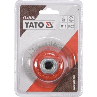 Vielinis šepetys puodo tipo variuotas nerūdijantis plienas inox 65mm M14 2 Vielinis šepetys puodo tipo variuotas nerūdijantis plienas inox 65mm M14 2