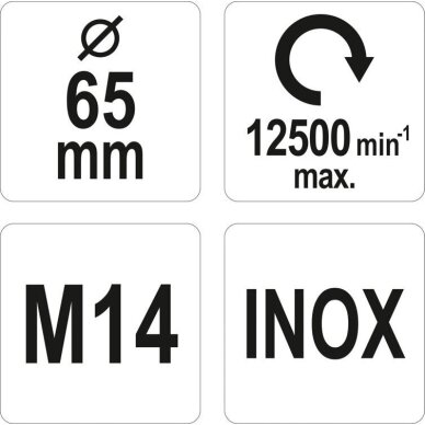 Vielinis šepetys puodo tipo variuotas nerūdijantis plienas inox 65mm M14 3 Vielinis šepetys puodo tipo variuotas nerūdijantis plienas inox 65mm M14 3