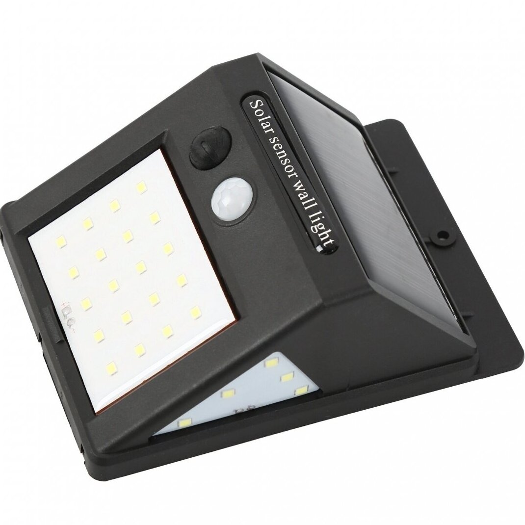 Sieninis žibintas su saulės baterijomis su judesio davikliu 6 SMD LED