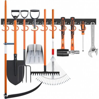 Sieninio tvirtinimo įrankių laikikliai 20 kablių 4vntx40cm 160cm Sieninio tvirtinimo įrankių laikikliai 20 kablių 4vntx40cm 160cm