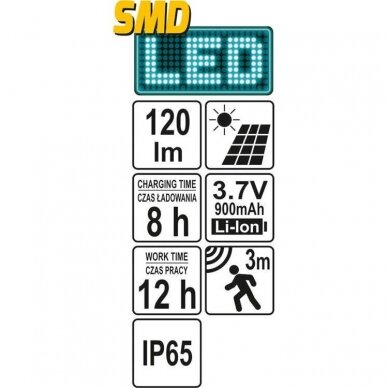 Sieninis žibintas su saulės baterijomis su judesio davikliu 6 SMD LED 3 Sieninis žibintas su saulės baterijomis su judesio davikliu 6 SMD LED 3