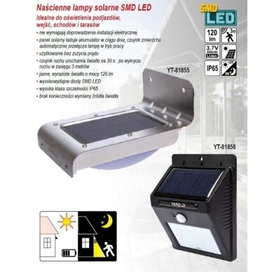 Sieninis žibintas su saulės baterijomis su judesio davikliu 6 SMD LED 4 Sieninis žibintas su saulės baterijomis su judesio davikliu 6 SMD LED 4